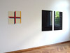 exhibition view: mehr licht, 2009, Galerie Kim Behm Frankfurt; works by Stephen Bambury (left) and Douglas Allsop (right)